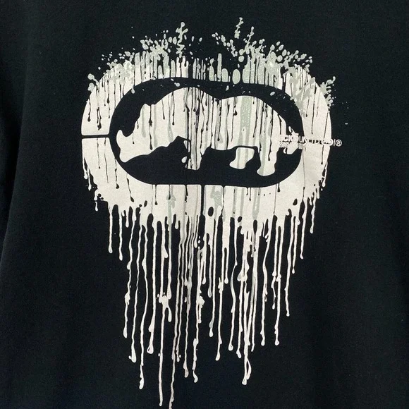 Ecko Unltd T Shirt Mens Large Rhino Puff Print Drip Y2K Streetwear Hip Hop Black - Picture 2 of 11
